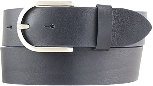 BELTINGER Damen-Gürtel aus Vollrindleder 4 cm | Jeans-Gürtel für Damen 40mm | Vollleder-Gürtel mit runder Gürtelschließe | Marine 100cm