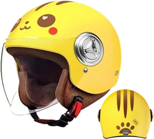 Kinder Four Seasons Motorrad-Halbhelm Retro 3/4 Jethelm Jugend Jungen Mädchen Vintage Elektro-Vespa-Halbhelm DOT/ECE-zertifizierter Moped-Jet-Kinderhelm B,48-55cm