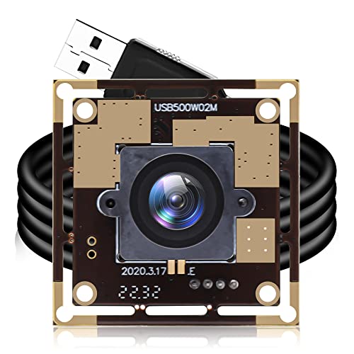 ELP 5 MP Weitwinkel-USB-Webcam mit 2,1-mm-Objektivkameras unterstützen die meisten Betriebssysteme,Mini-Kameramodul High Definition 2592X1944 Webcam mit CMOS OV5640 Sensor USB500W02M-L21