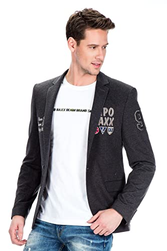 Cipo & Baxx Herren Sakko mit Patches und Labeldetails Gr:-50, Farbe:-Anthrazit