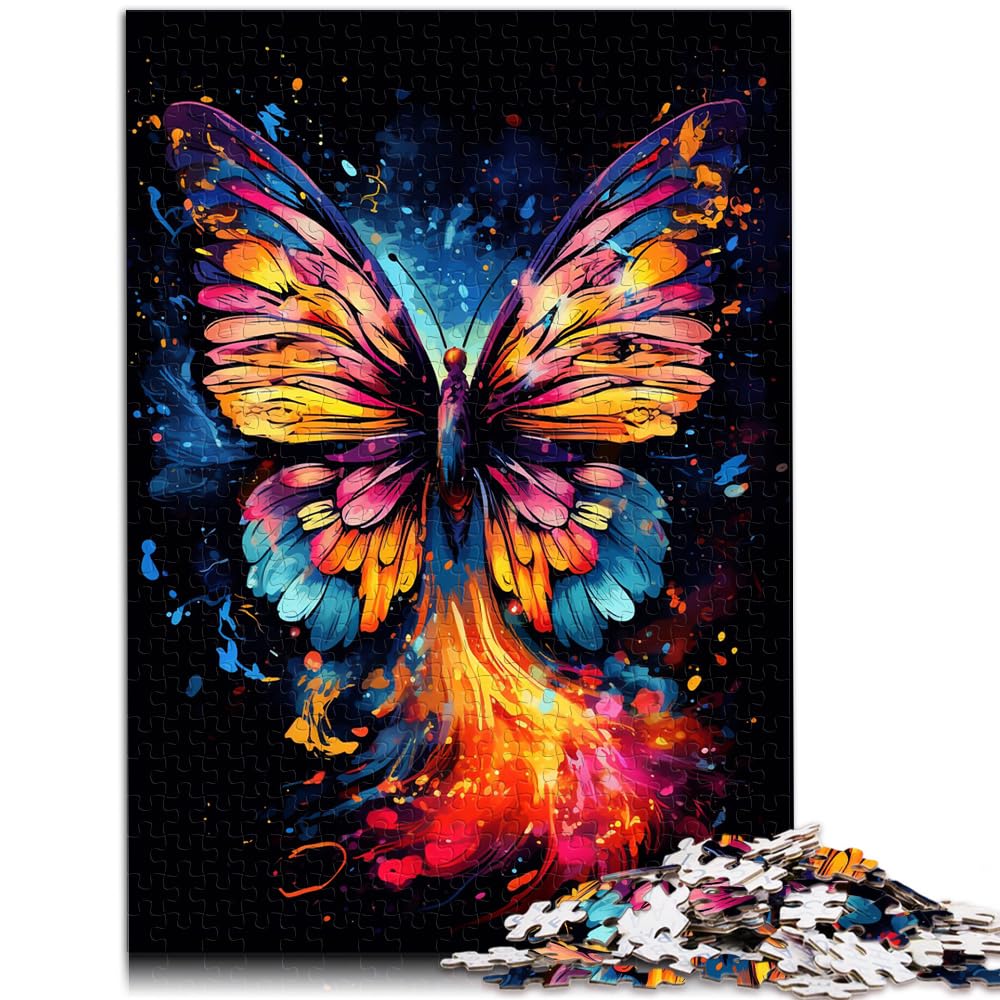 Puzzle für Puzzle, Psychedelischer bunter Schmetterling, 1000-teiliges Puzzle für Erwachsene, Holzpuzzle, Künstlersammlung, bildende Kunst, 1000 Teile (50 x 75 cm)