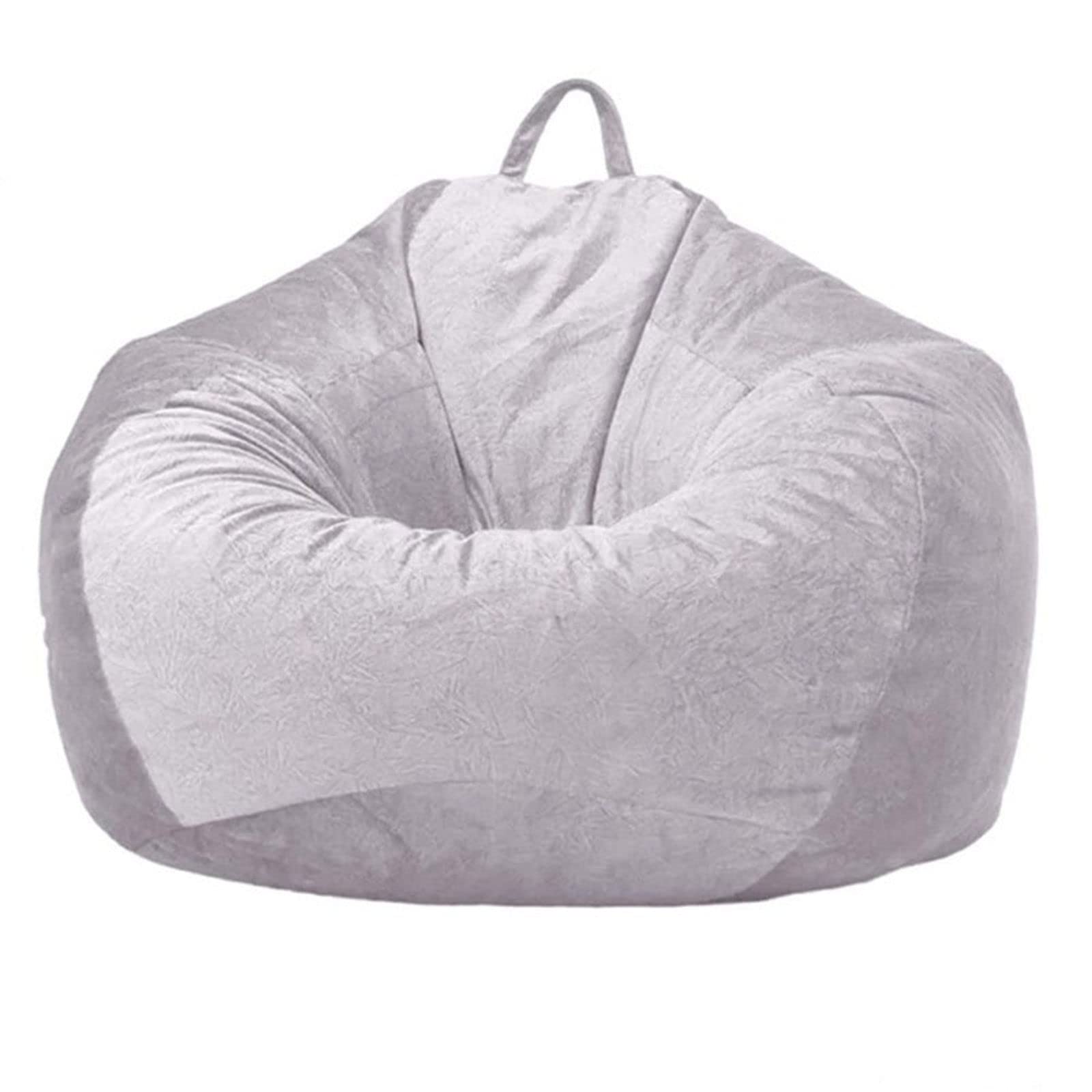 Sitzsack-Sesselbezug (Ohne Füllung), Extra Große Sitzsack Stuhlbezug Plüsch Weiche Sofabezug Sitzsack Hülle Für Kinder Und Erwachsene-hellgrau-100x120 cm