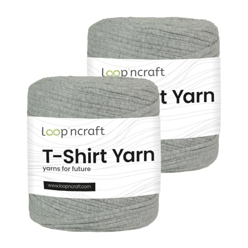 Textilgarn 2er-Set, Gefrorener Granit, Loopncraft, 2 X 750g, T-Shirt Yarn, Recyling Garn