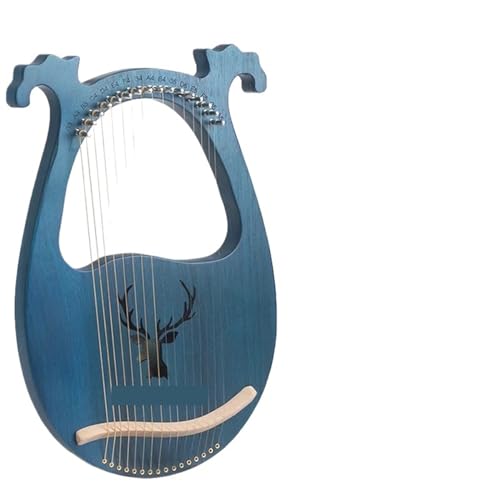 16 Saiten Lyra Harfe Holz Mahagoni Musikinstrument Saiteninstrument Lyra Harfe Tragbar Mit Stimmwerkzeug for Anfänger Lyra Harfe(Color:Blue)