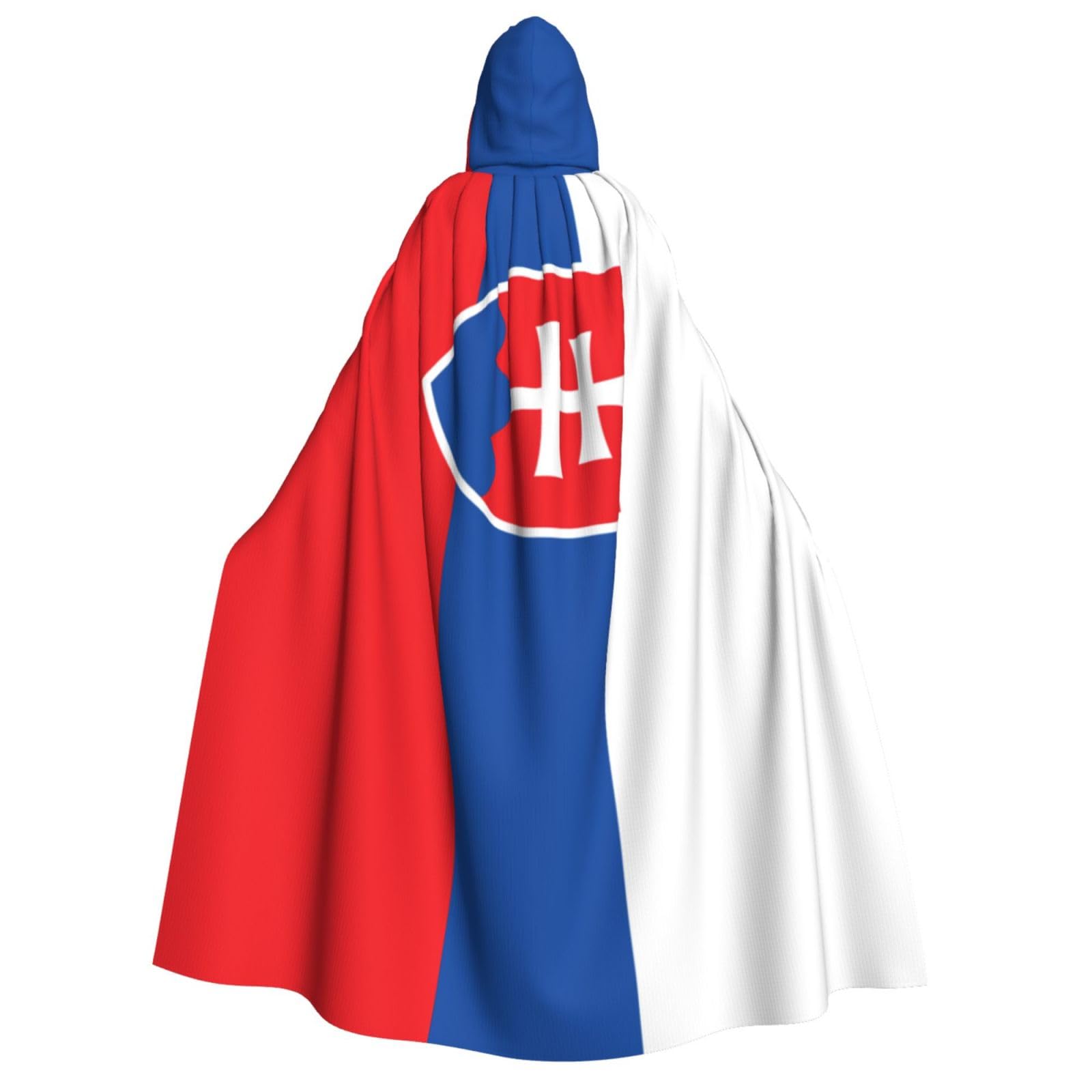 WURTON Flagge der Slowakei Druck Unisex Kapuzenumhang Kostüm Damen Herren Vampir Halloween Cosplay Karneval Mottoparty