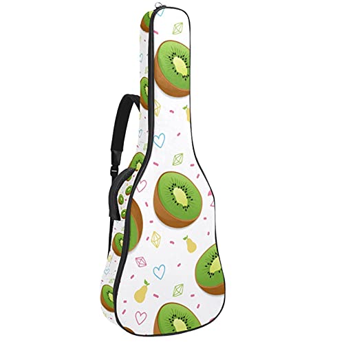 Akustische Gitarrentasche mit mehreren Taschen Dicke Polsterung Wasserdichter Gitarrenkoffer Gig Bag 108,9x42,9x11,9 cm,Sommerfrucht Kiwi Flamingo Birne