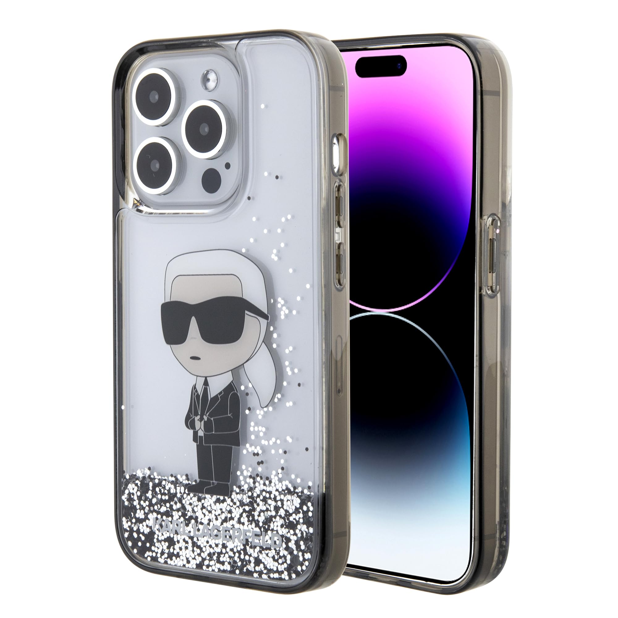 CG MOBILE Karl Lagerfeld Liquid Glitter Hülle für iPhone 15 Pro Max