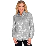 W WIDMANN MILANO Party Fashion - Party Fashion Pailletten Bluse für Damen, Disco Fever, Schlagermove, Damenhemd, Festival, Faschingskostüme