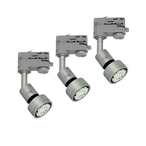 3x CLE PURI LED GU10 alugrau 3 Ph. Stromschienstrahler f. Erco Staff Lival Eutrac Global Schiene max. 50W