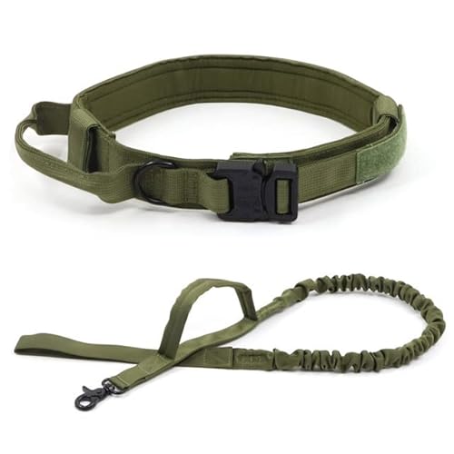 Hundehalsband Trainingshalsbänder Design Hundehalsband für große Hunde Militärisches Hundehalsband für mittelgroße und große Hunde Heimtierbedarf-Armeegrün Set,M(38-47cm)