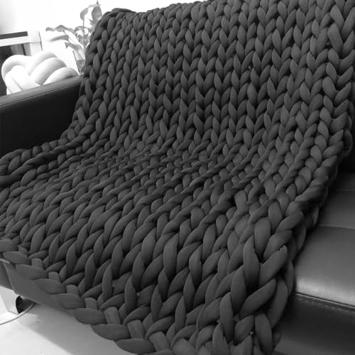 Dazzluxe Gestrickte Gewichtsdecke Für Erwachsene, Handgefertigte, Weiche, Atmungsaktive, Gewichtete Grobstrickdecke Für Die Heimdekoration Auf Dem Sofa, Maschinenwaschbar,H,200x200cm/80x80