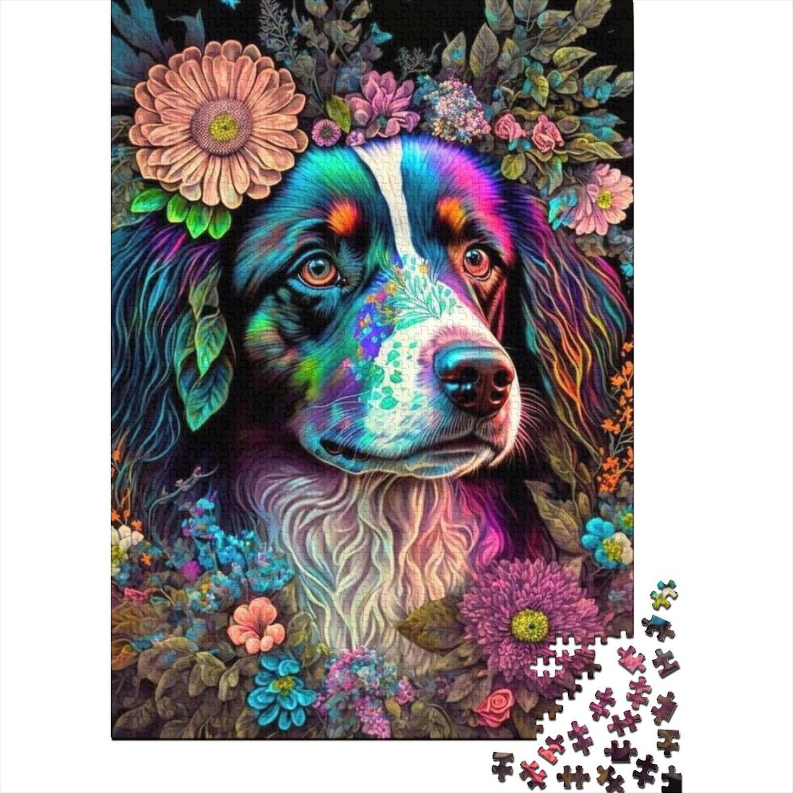 Puzzle für Erwachsene, 1000 Teile, Tier-Fantasie-Hund, Holzpuzzle für Erwachsene, Puzzle-Spielzeug, präzise geschnittenes 1000-teiliges Puzzle (Größe 29,53 x 19,69 Zoll)