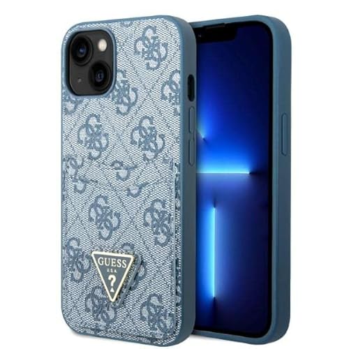 Guess GUHCP13SP4TPB Hülle für iPhone 13 Mini 5,4" blau/Blue hardcase 4G Triangle Logo Cardslot