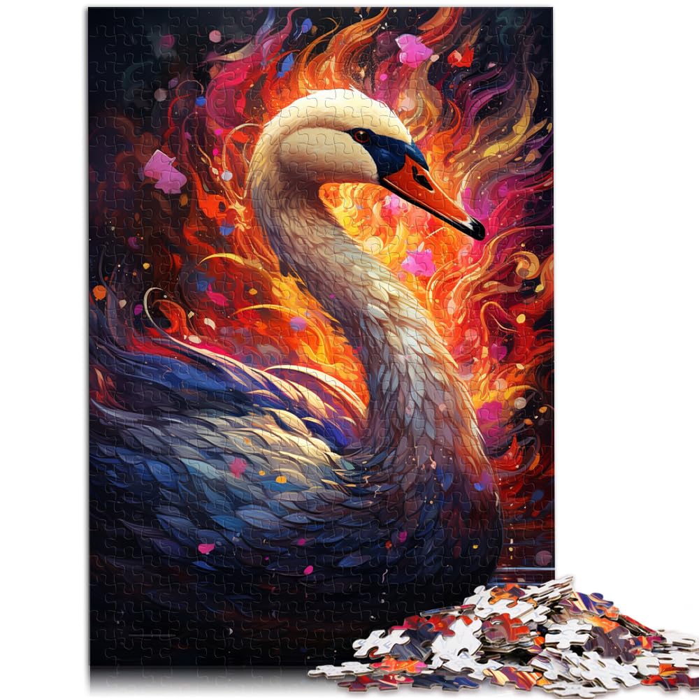 Puzzle-Geschenk, bunter Psychedelischer Schwan, Puzzle für Erwachsene, 1000 Teile, Holzpuzzle, Familienaktivitätspuzzle, Lernspiele, 1000 Teile (50 x 75 cm)