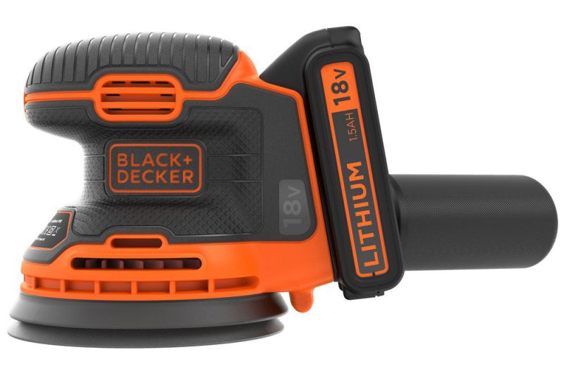 Black + Decker 18V Akku-Exzenterschleifer, 1,5Ah Akku, 400mA Ladegerät - BDCROS18-QW