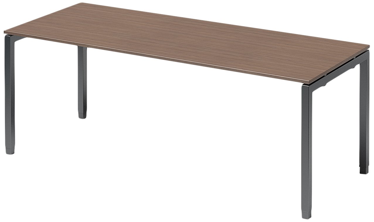 BISLEY Cito Schreibtisch, 650-850 mm höheneinstellbares U-Gestell, Metall, Wn334 Dekor Nußbaum, Gestell Anthrazitgrau, 80 x 200 x 85 cm