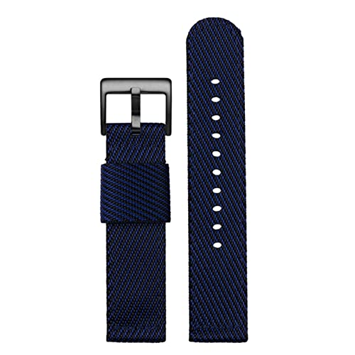 SCRUBY Mode gewebter Nylon Uhrenband für Omega Seahorse 300 Leinwand verdickte Sportgurt 18mm 20 mm 22 mm 24 mm(Blue black black,20mm)