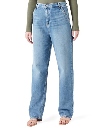 LTB Jeans Damen Jeanshose Milda B - Jeans Damen mit Reißverschluss und Utility-Taschen, Flacher Vorderseite und hoher Taille aus Baumwolle - Mittel Blau Größe 26/30