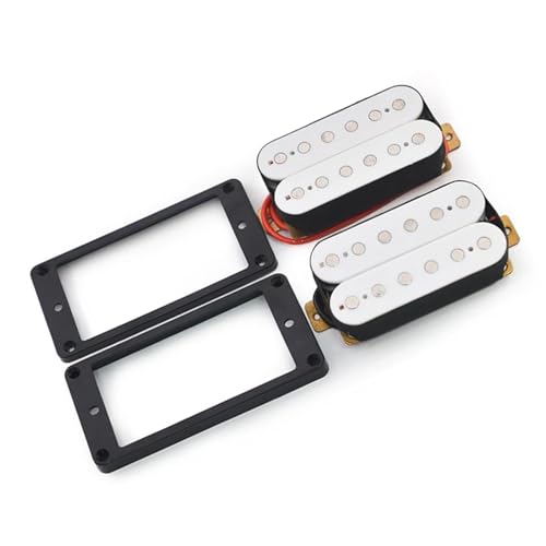 6-saitiger Humbucker-Tonabnehmer Für E-Gitarre, Doppelspulen-Tonabnehmer Für E-Gitarre Mit Montagerahmen, Gitarrenzubehör e gitarren tonabnehmer (Color : White Neck Bridge)