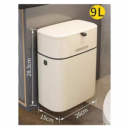 Mülleimer für den Innenbereich Badezimmer-Mülleimer mit Deckel, Mülltonne, Wandmontage, Küche, Wohnzimmer, Toilette, Spalt, Papierkorb for Aufhängen, 7 l/8 l/9 l Dekorativer Haushaltsmülleimer(9L)