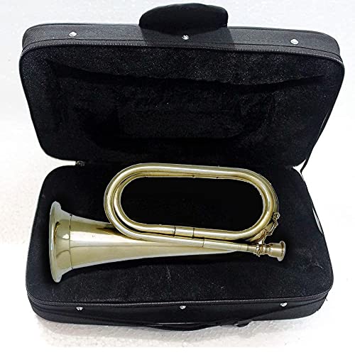 AnNafi® Blashorn aus Messing mit Box | Bürgerkriegszeit Messinghorn US Militär Kavallerie Stil Horn | Musikinstrument Klassischer Stil Pfadfinder Retro Horn