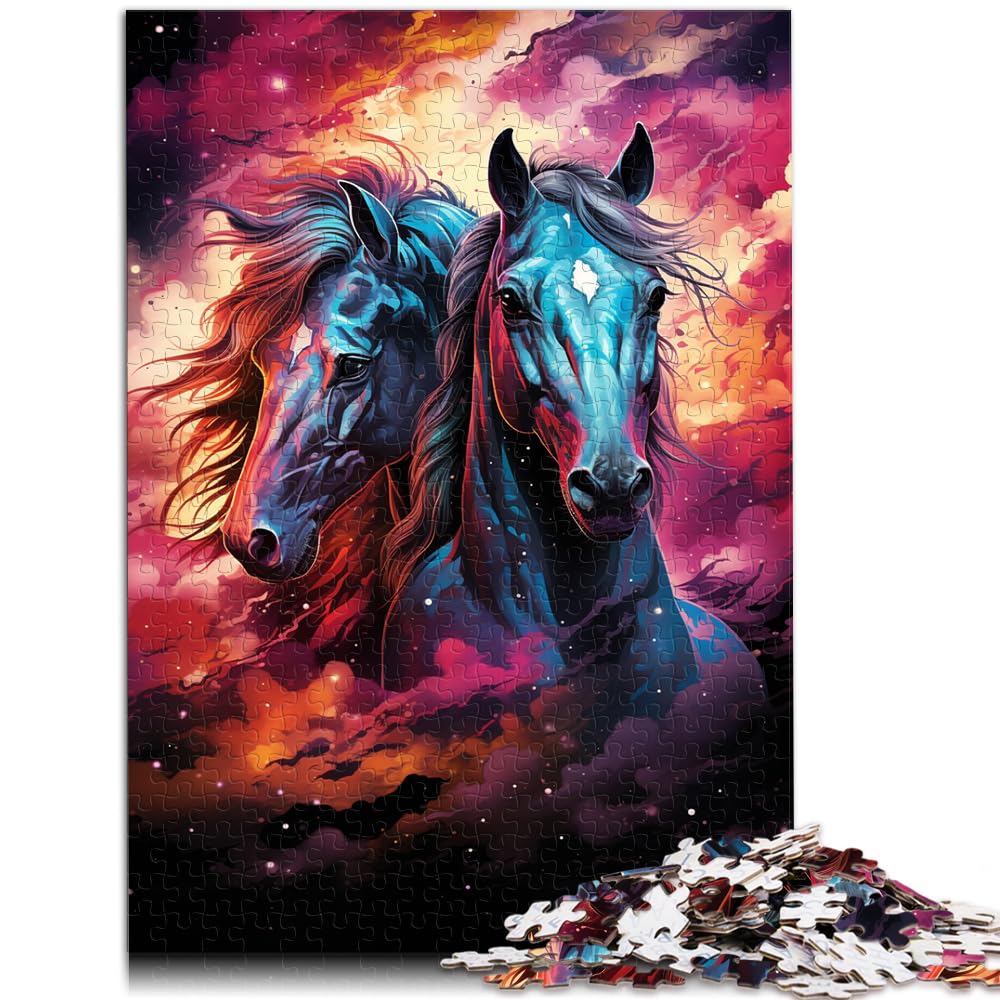 Puzzlespiele, farbenfrohes, psychedelisches Galaxiepferd für Erwachsene, 1000-teiliges Puzzle, Holzpuzzle, schwieriges, schweres Puzzle für Frauen und Männer, 1000 Teile (50 x 75 cm)