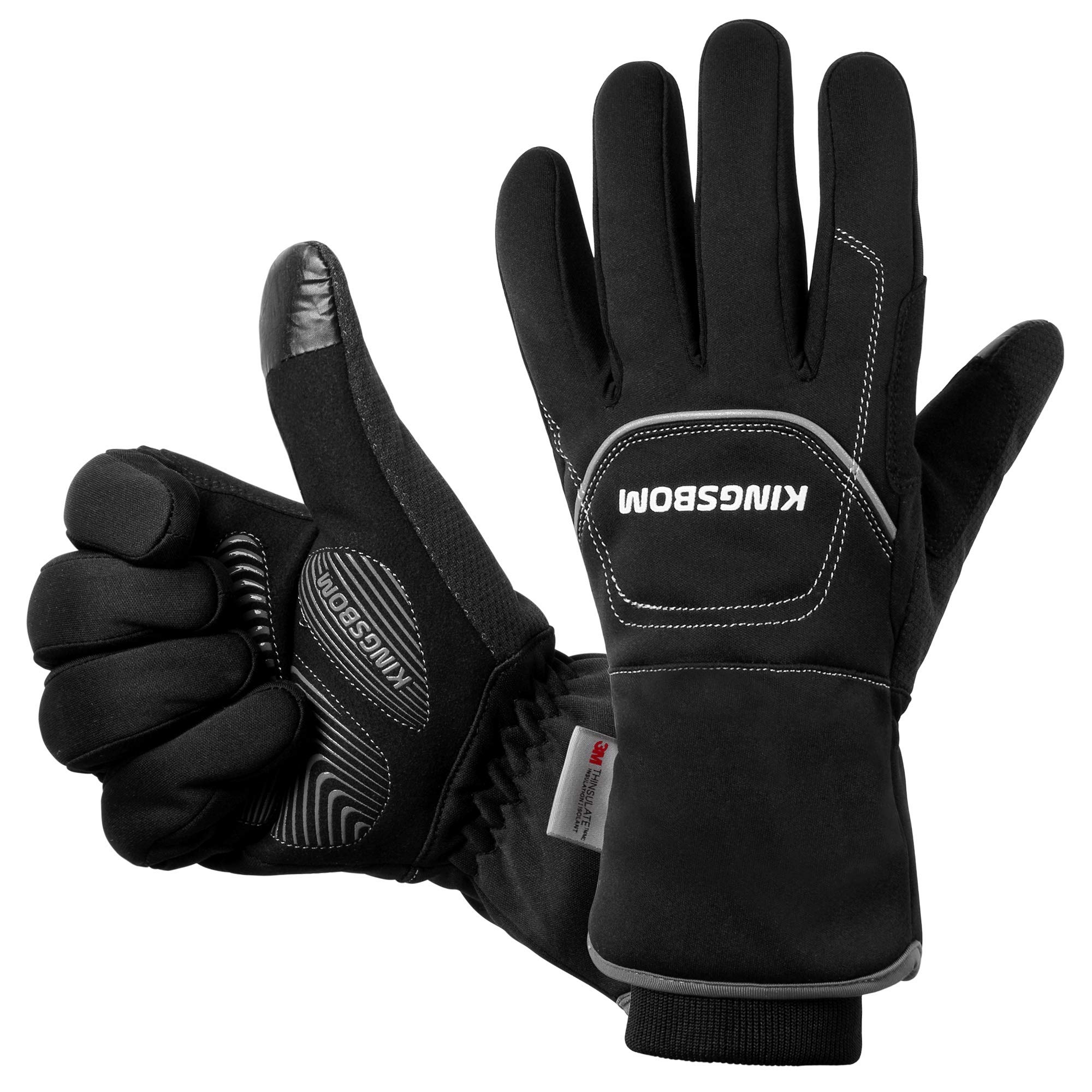 KINGSBOM -40°F Wasserdicht & Winddicht Handschuhe – 3M Thinsulate Winter Touch Screen Warme Handschuhe – zum Radfahren, Reiten, Laufen, für Outdoor-Sport – für Frauen und Männer – Schwarz (XL)