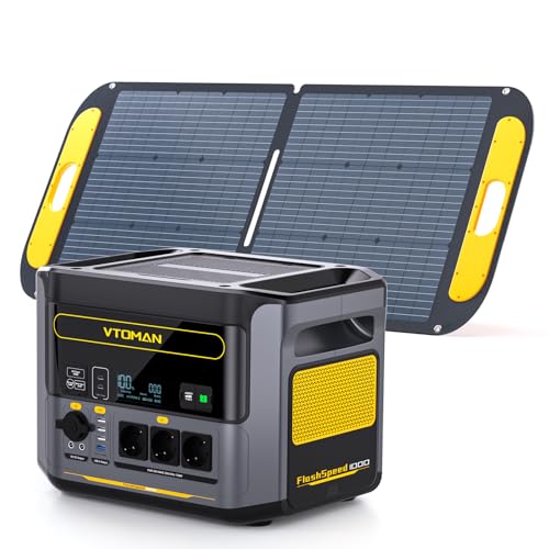 VTOMAN FlashSpeed 1000 Tragbare Powerstation 828Wh mit 110W Solarpanel, LiFePO4 Batterie Powerstation Solar Generator, 1000W AC Ausgang/Eingang, Erweiterbare Kapazität 2376Wh für Camping, Notstrom