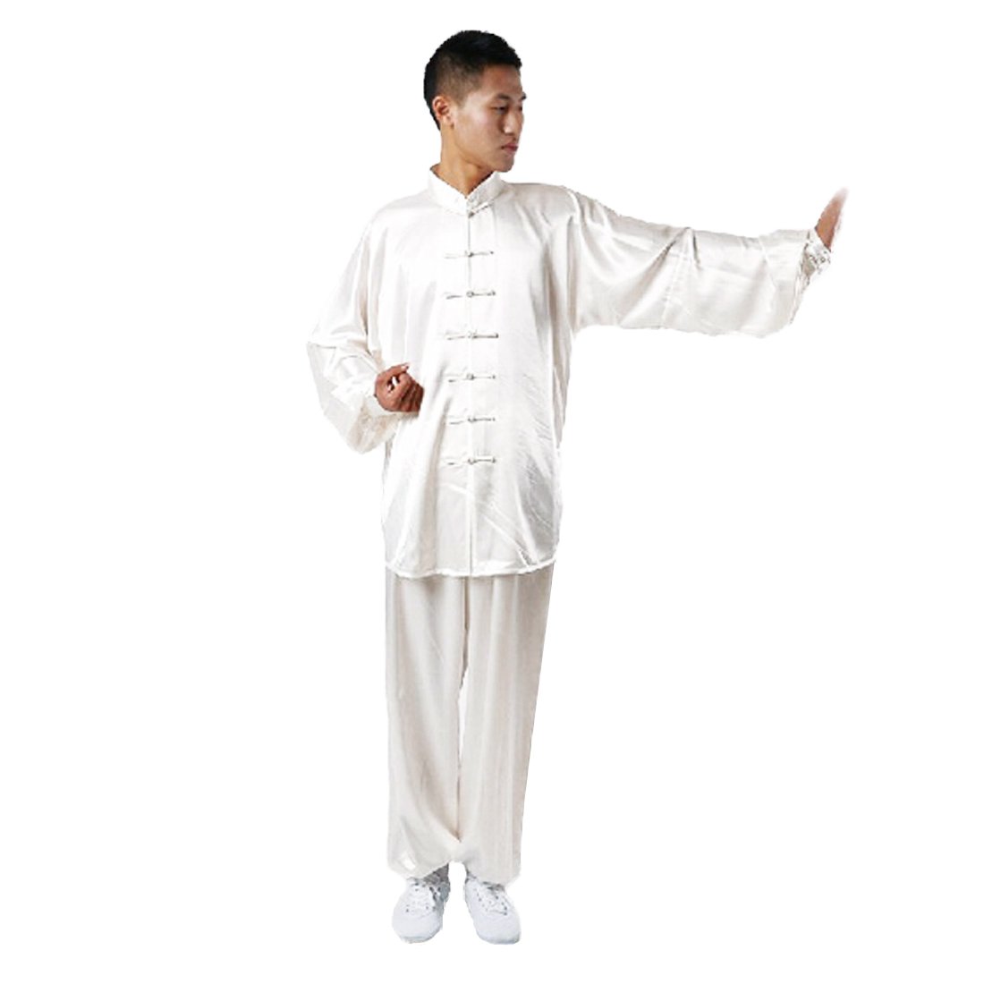 Andux Kampfsport Tai Chi Anzug Kung Fu Uniformen Unisex SS-TJF01 (Weiß,XL)