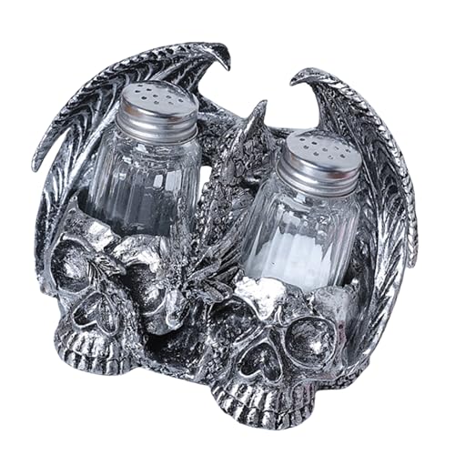 Totenkopf Flaschenhalter Gewürzglasständer Totenkopf Ornament Kunstharzskulptur Einzigartiger Gewürzflaschenständer Kunstharzstruktur