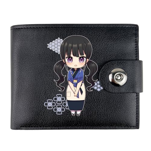 Lycor-is Reco-il Geldbörse Anime, Kunstleder Kartenetui Geldtasche mit Münzfach, PU Leder Münzbörse Wallet mit Sichtfenster, für Männer Geschenke(Color:Black 2)