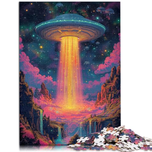 Puzzlespiel Psychedelische UFO-Kunst 1000 Teile Puzzles für Erwachsene Holzpuzzlespielzeug Puzzles Lernspiele Stressabbauende Puzzles 1000 Teile (50 x 75 cm)