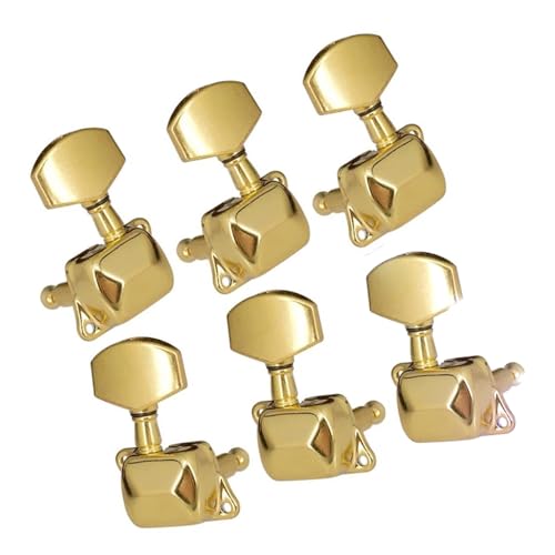 Strings Tuning Pegs Mechaniken Für Gitarre 6 Stück 3L3R Stimmwirbel für Gitarrensaiten, Stimmgerät, halbgeschlossener Stimmkopf, Ersatzteile (Color : Gold)