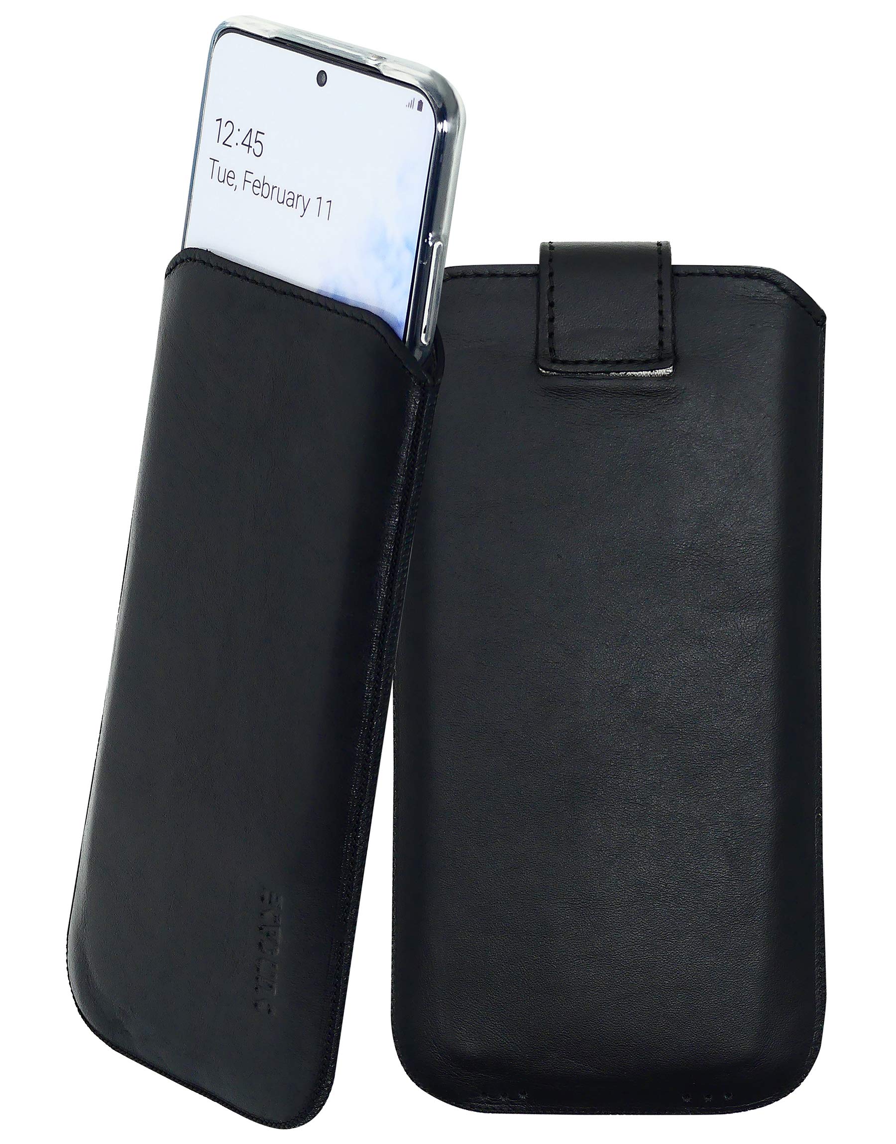 Suncase Etui Tasche kompatibel mit Samsung Galaxy S20 mit ZUSÄTZLICHER Hülle/Schale/Bumper/Silikon *Lasche mit Rückzugfunktion* Handytasche Ledertasche Schutzhülle Case in schwarz