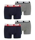 PUMA 4 er Pack Boxer Boxershorts Men Herren Unterhose Pant Unterwäsche, Farbe:036 - Blue/Grey Melange, Bekleidungsgröße:S