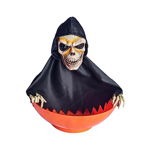 Animierter Halloween-Süßigkeiten-Halter mit schreiendem Totenkopf und Bewegungssensor für Trick OrTreat