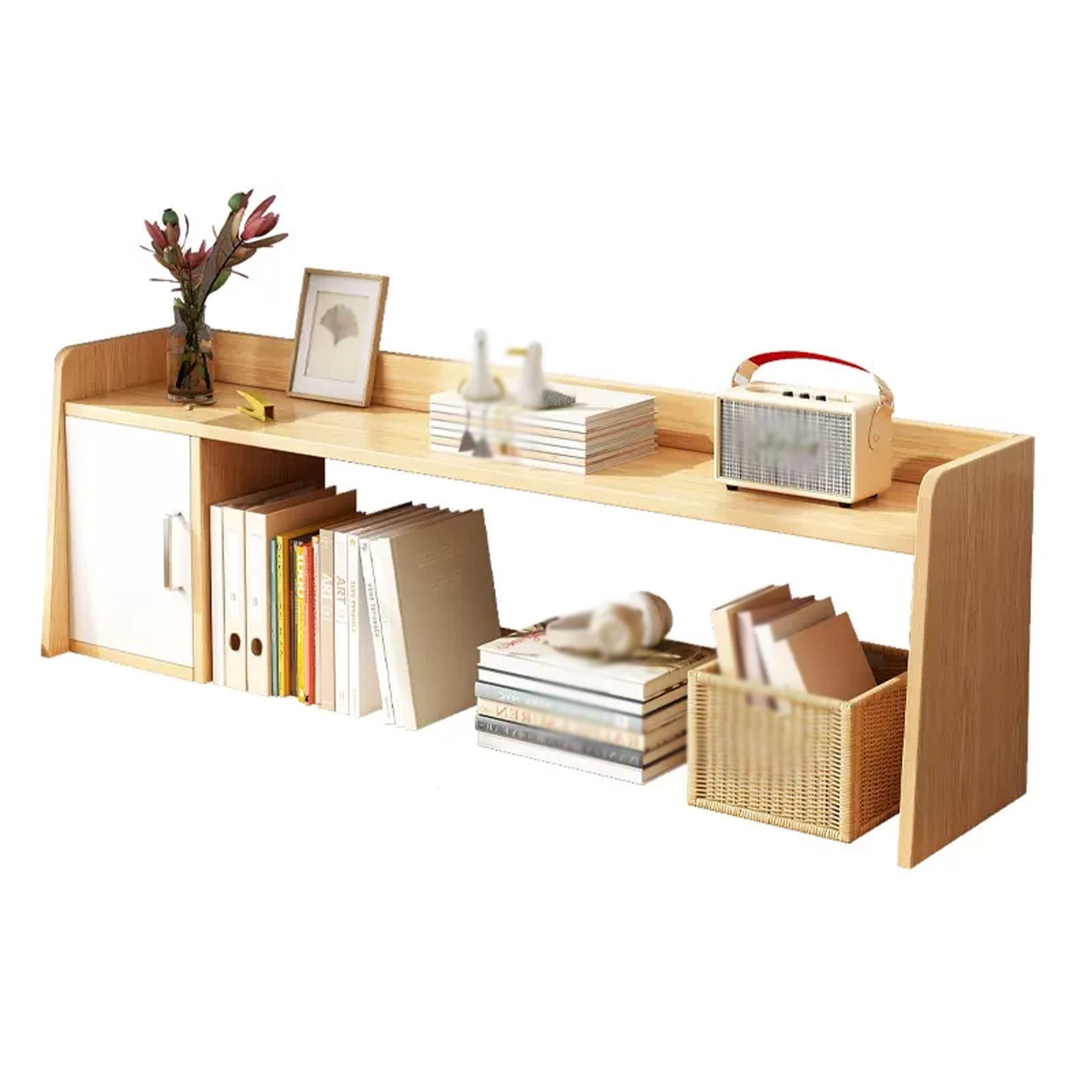 Freistehende Regale, Schreibtisch-Bücherregal, Holz, Schreibtisch-Organizer, Schreibtisch-Organizer, Arbeitsplattenregal, Bücherregal, Ausstellungsständer, erweiterbarer Stauraum für Büro und Zuhaus