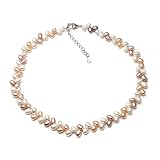 Aqxyxsw Mehrfarbige Perlenkette Natürliche Süßwasserperlenkette for Frauen Mädchen Geburtstagsgeschenk lingli(Multicolor pearl)