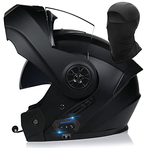 Motorrad Integrierter Klapphelm mit Bluetooth Bluetooth-Helm ECE Genehmigt Integralhelm mit Eingebautem Schweißmaske Geräuschunterdrückung Automatische Reaktion 55~64cm