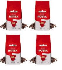 Lavazza, Qualità Rossa Kaffeebohnen, 4 Packungen à 1 kg, mit aromatischen Noten von Schokolade und Trockenfrüchten, Arabica und Robusta, Intensität 5/10, mittlere Braten