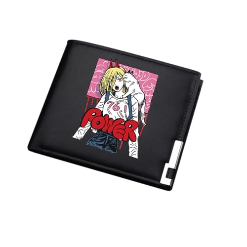 RYNDEX Chains-aw Man Anime-Geldbörsen, Karikatur Charaktere Kleine Geldbörse, PU-Leder Geldbörse Brieftasche Wallet(Color:Black 20)