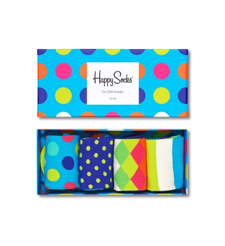 Happy Socks farbenfrohe und verspielte Big Dot Geschenkboxen für Männer und Frauen, Premium-Baumwollsocken, 4 Paare, Größe 36-40.