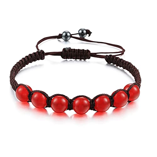 YIHANSS Kristallraue Trendige geflochtene Nylonseilperlenarmbänder Frauen Männer Naturstein Karneol Imitation Bernstein Strang Armband Armreif Geschenk Reiki-Armbänder (Farbe: Beige, Größe: Beige)