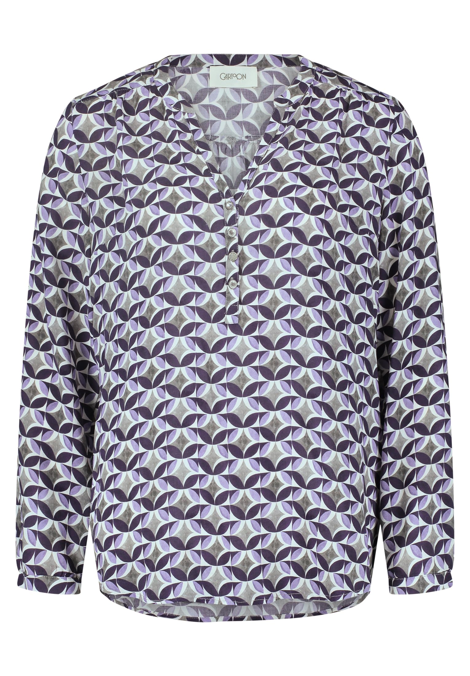 Cartoon Damen Casual-Bluse mit Muster Grey/Purple,36