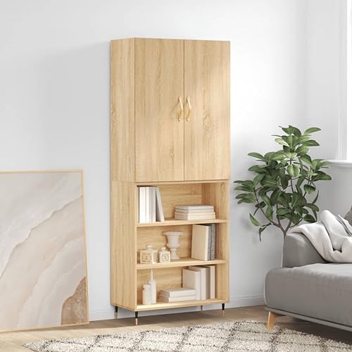 Highboard Sonoma-Eiche 69,5x34x180 cm Holzwerkstoff,Elegantes Highboard mit Stauraum in SonomaEiche für das stilvolle Wohnzimmer