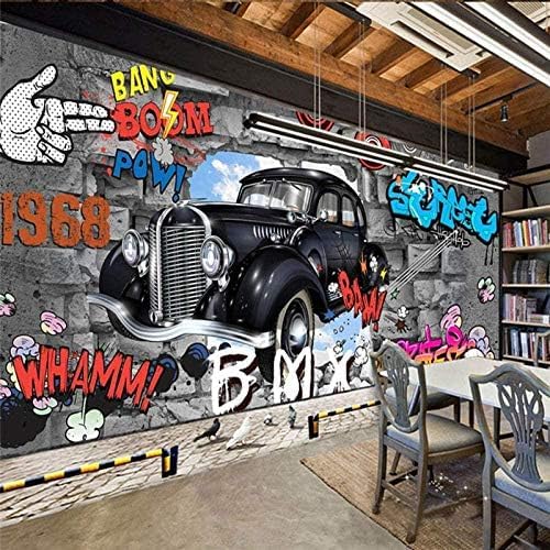 XLMING Retro Nostalgie Poster Cartoon Auto Graffiti 3D Tapeten Home Esszimmer Sofa Schlafzimmer Wohnzimmer TV Hintergrund-430cm×300cm