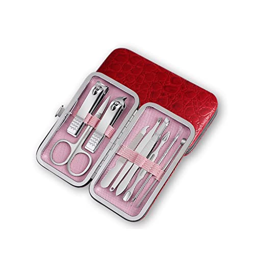 BONAD Zehennagelknipser 9 stück Set nagelclipper Set maniküre Set personenpflege Set Dekoration fuß Set schönheit Set for männliche und weibliche Freunde Nagelknipser-Set (Color : Red-9 Piece Set)