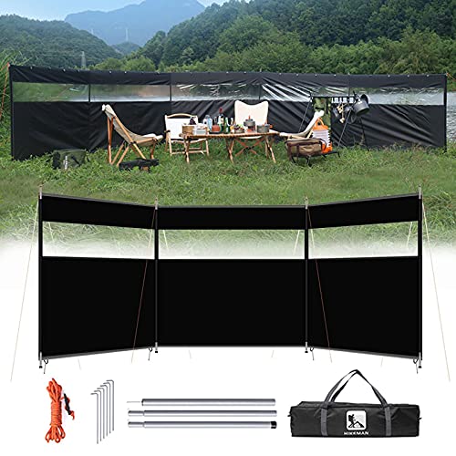 DHR Windschutz Camping Sturmfest, Windschutz Strand, Sichtschutz Garten, Paravent Outdoor, Tragbar Wasserdicht Oxford-Stoff für Camping Strand Picknick Outdoor-aktivitäten (Größe : 440×130cm)