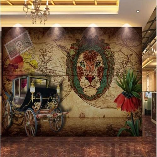 Oldsmobile Lionhead 3D Tapete Poster Restaurant Schlafzimmer Wohnzimmer Sofa TV Dekorative Wand-200cm×140cm