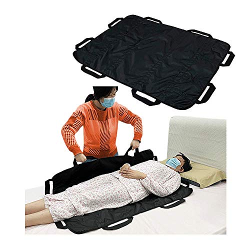 Lagerungsbettunterlage Patienten-Transfer-Blatt mit Griffen, Zeichenblätter, Inkontinenz-Stroke Bedridden-Transferdecke Krankenhausbett-Pads zum Heben, Wenden, waschbar, 109.2x91.4 cm (schwarz)